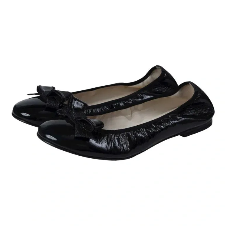 1082 - Black Patent Leather Flats for Girl by London Kids