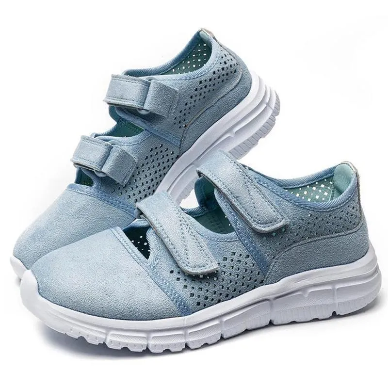 Breathable Mesh Hook Loop Flat Sneakers