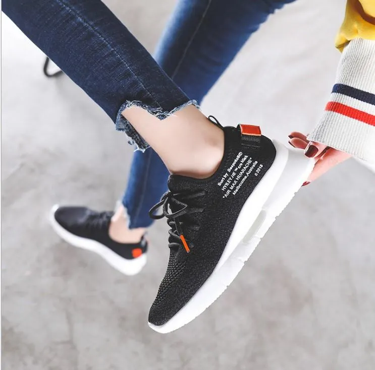 Casual Breathable Letter Print Net Round Toe Sport Sneakers