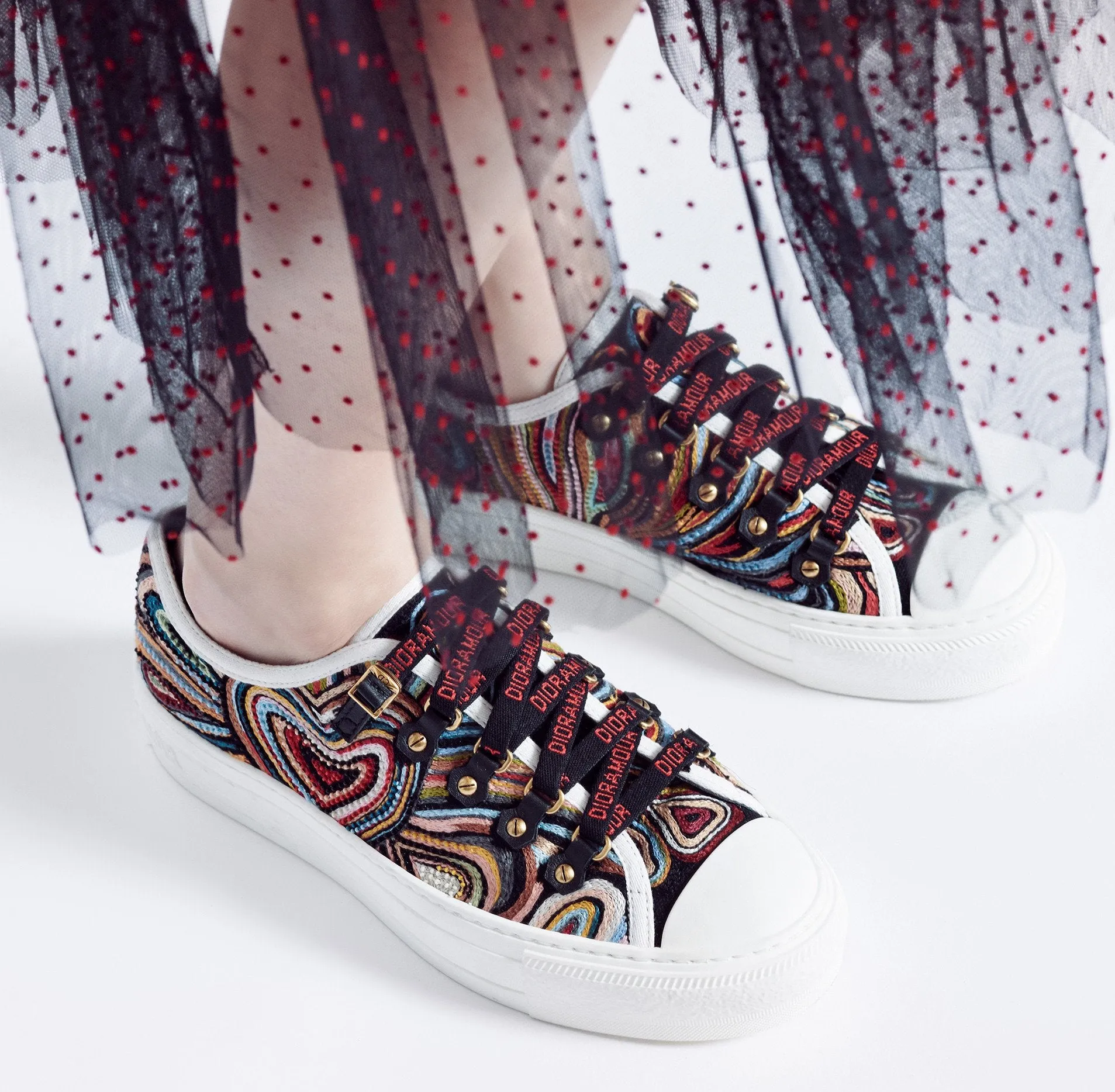 'Dioramour' Sneakers with Embroidered Threads and Beads