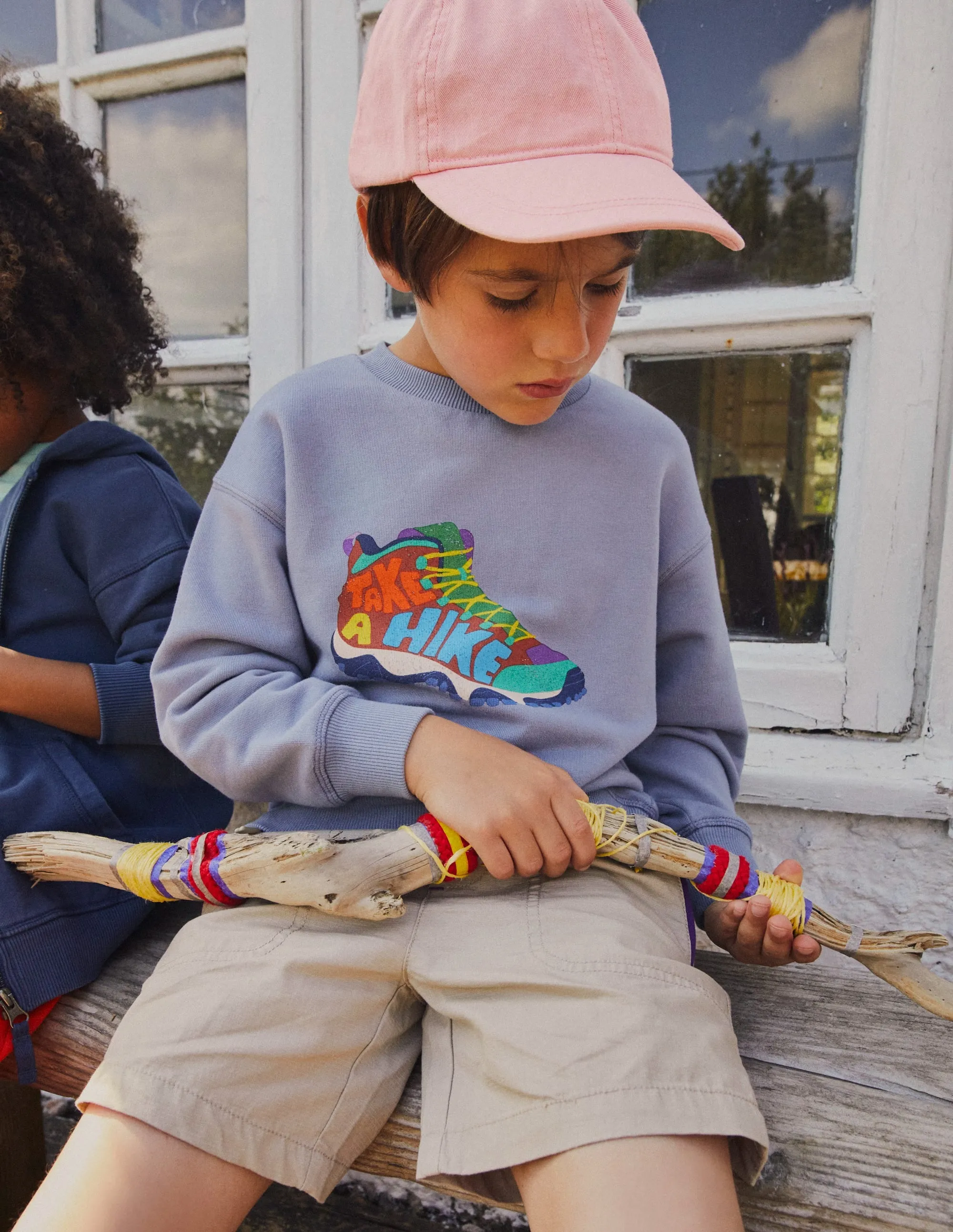 Garment Dye Logo Sweatshirt-Grey Hiking Boot