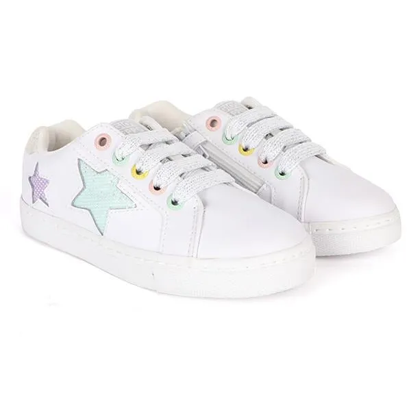 GIRLS WHITE STAR EMBROIDERED SNEAKERS