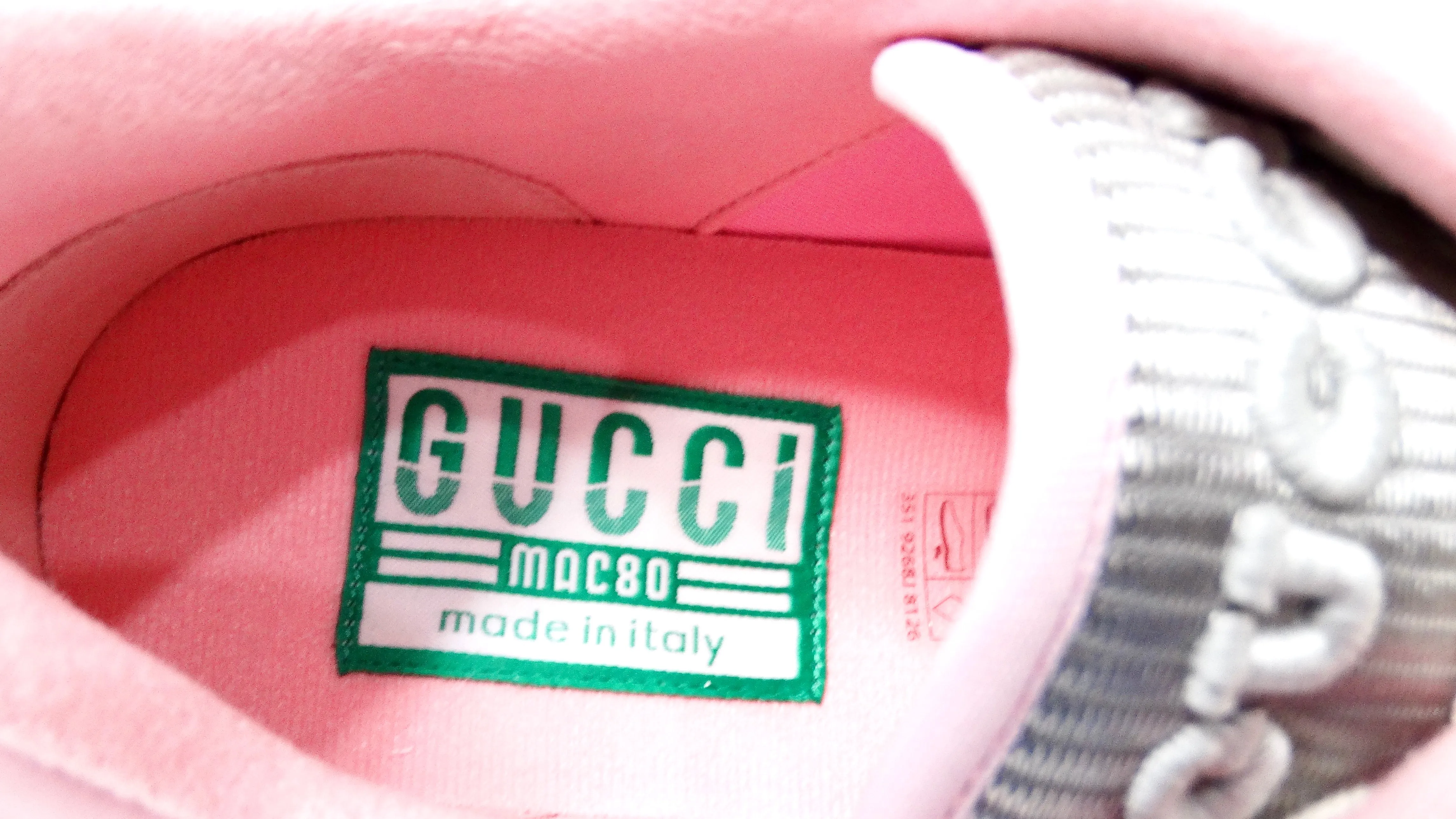 Gucci Mac80 Pink & Grey Calfskin Leather Sneakers