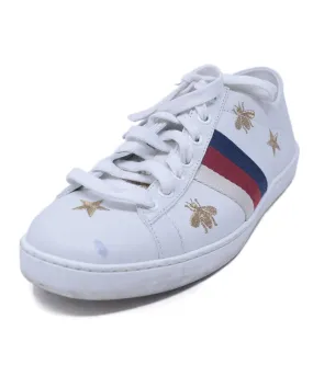 Gucci White Leather Embroidered Sneakers sz 7