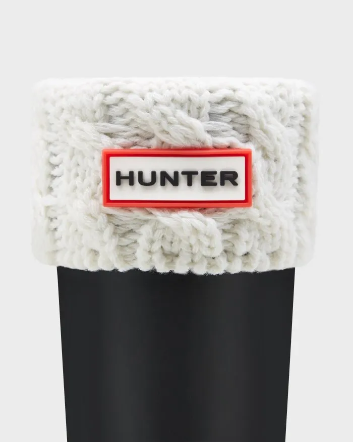 HUNTER - Kids' Six-Stitch Cable Boot Socks: Natural White