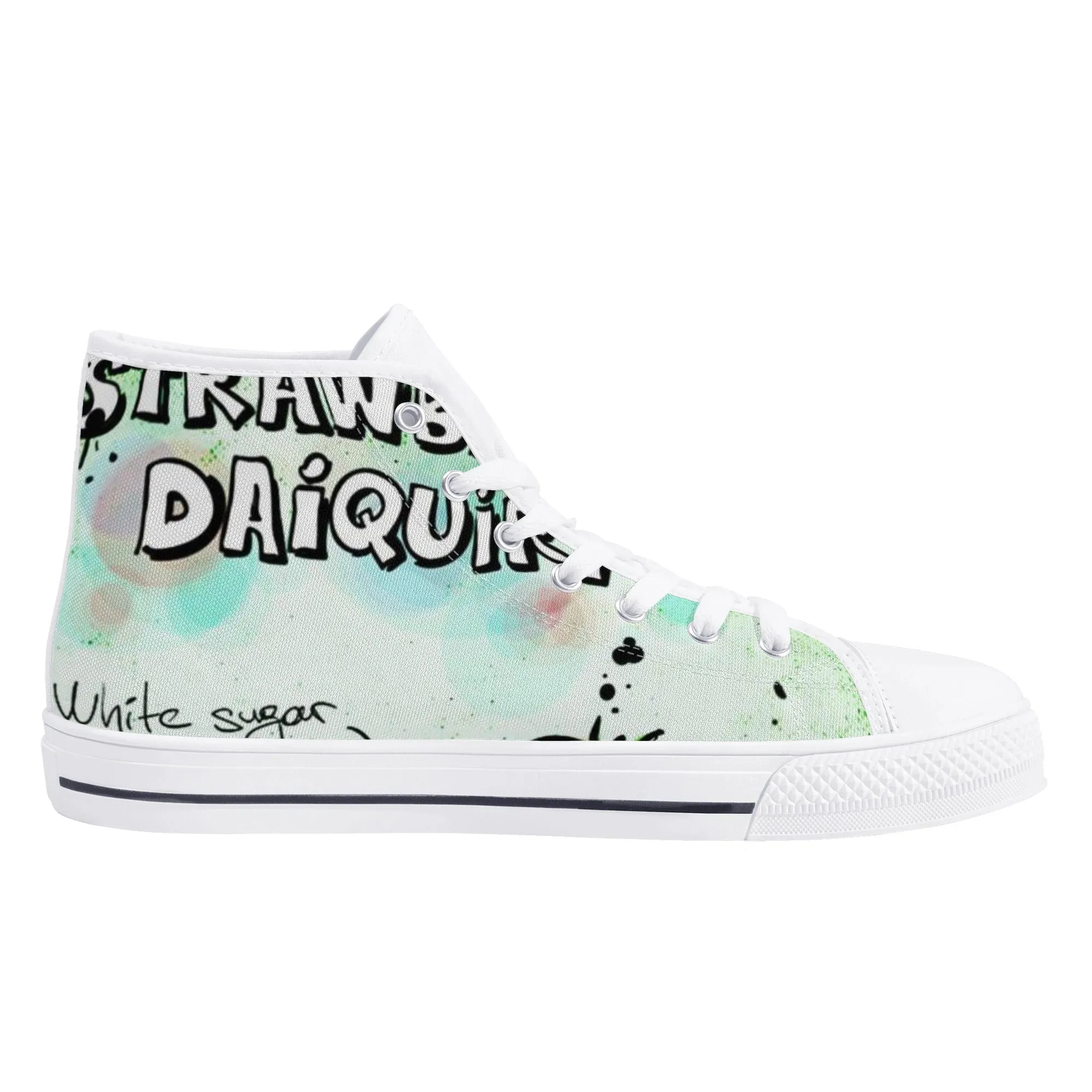 ICONIC Embroidered Men's Daiquiri High Top Printed Canvas Shoes