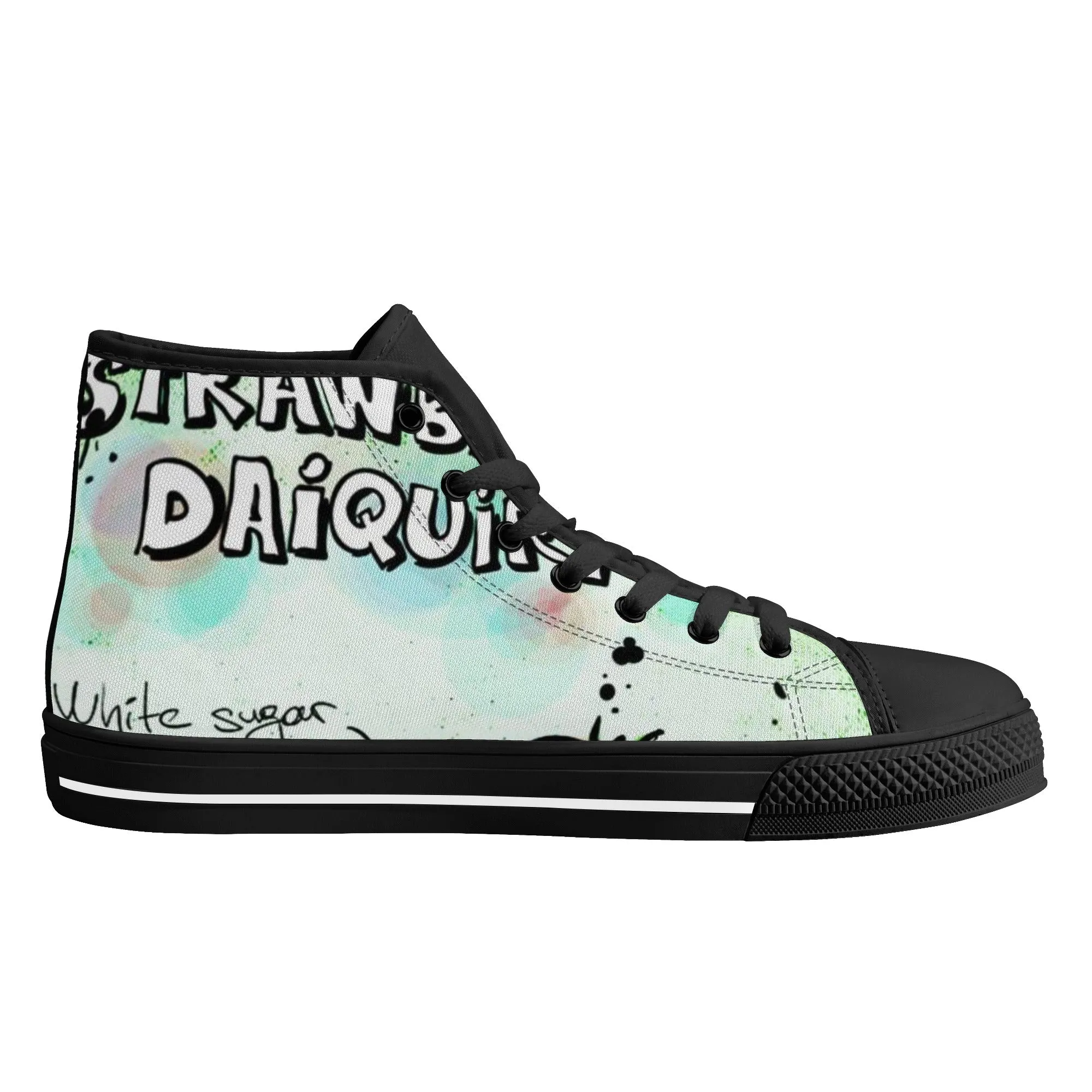 ICONIC Embroidered Men's Daiquiri High Top Printed Canvas Shoes