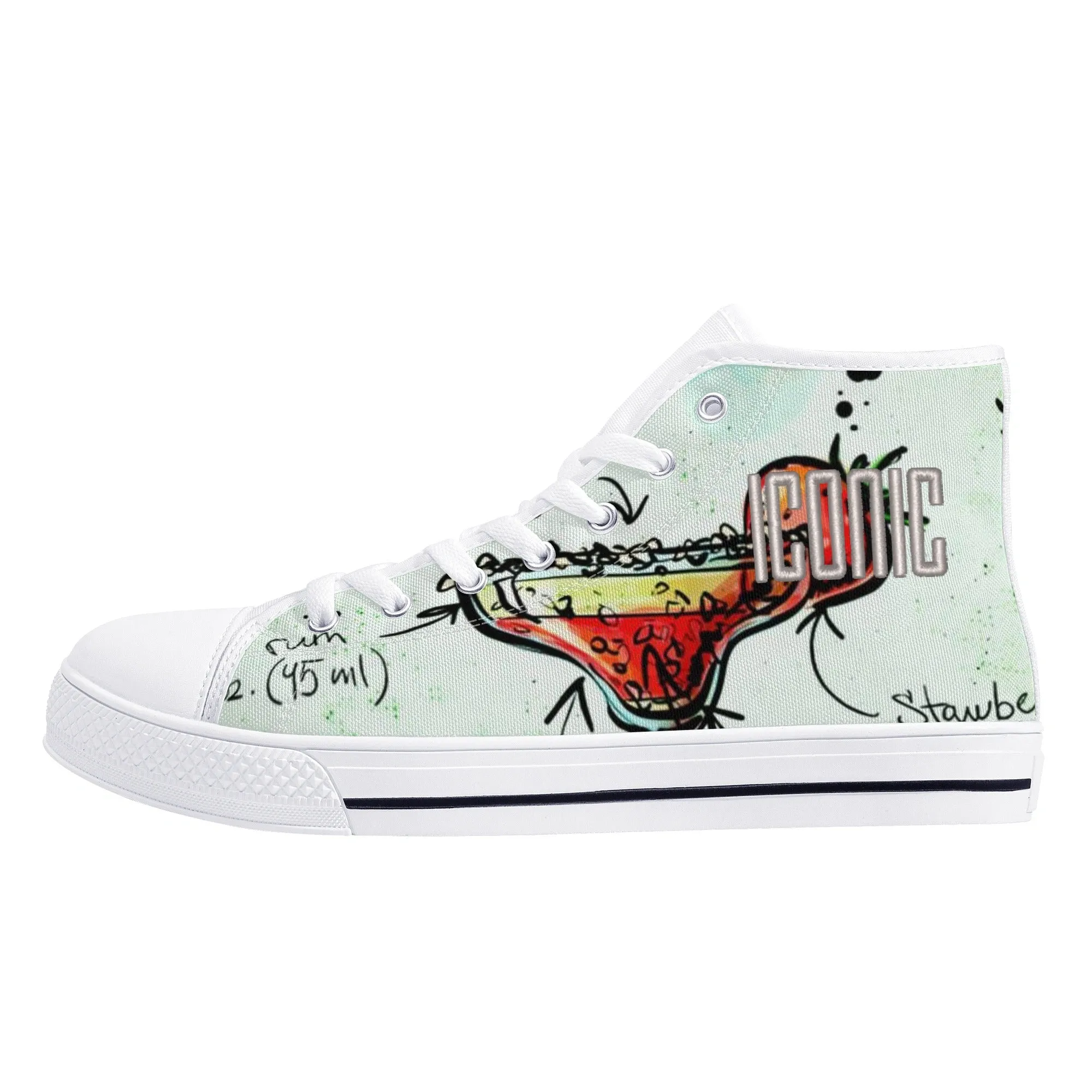 ICONIC Embroidered Men's Daiquiri High Top Printed Canvas Shoes