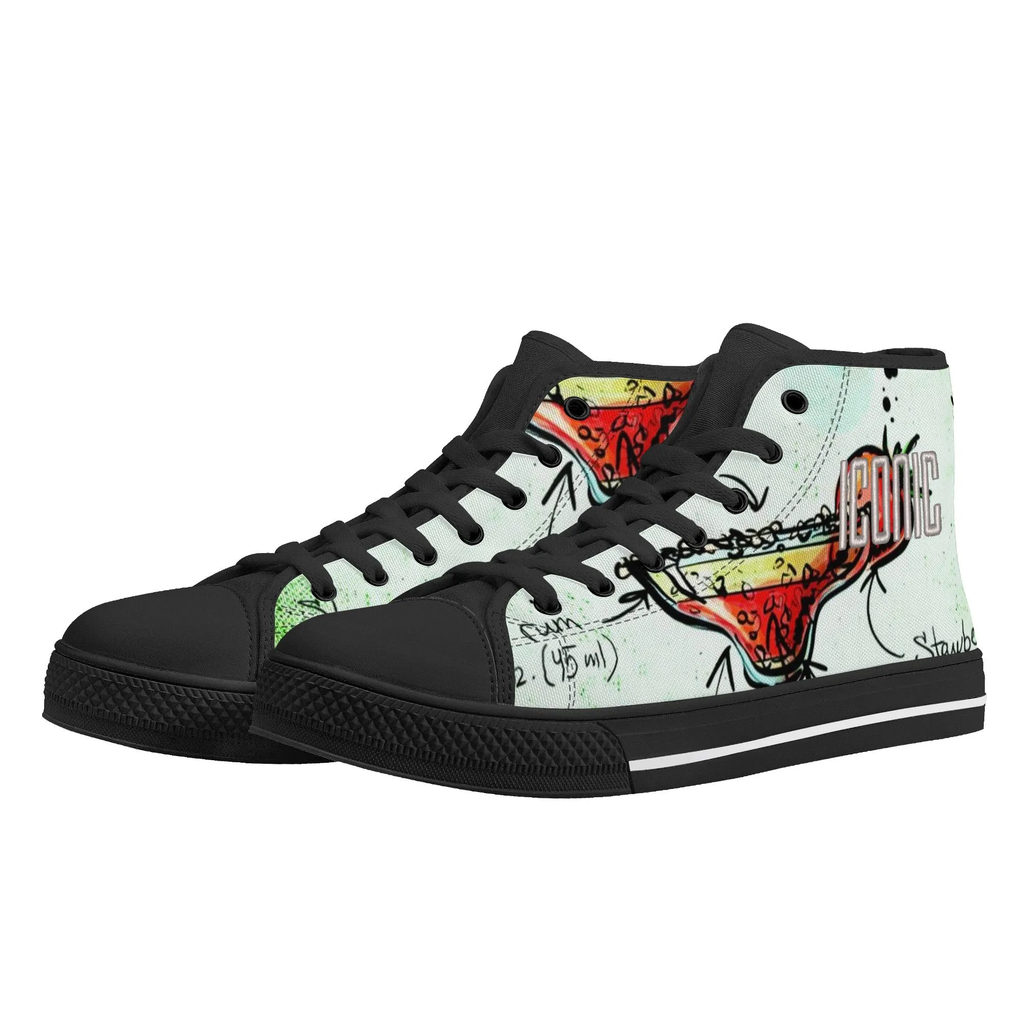 ICONIC Embroidered Men's Daiquiri High Top Printed Canvas Shoes