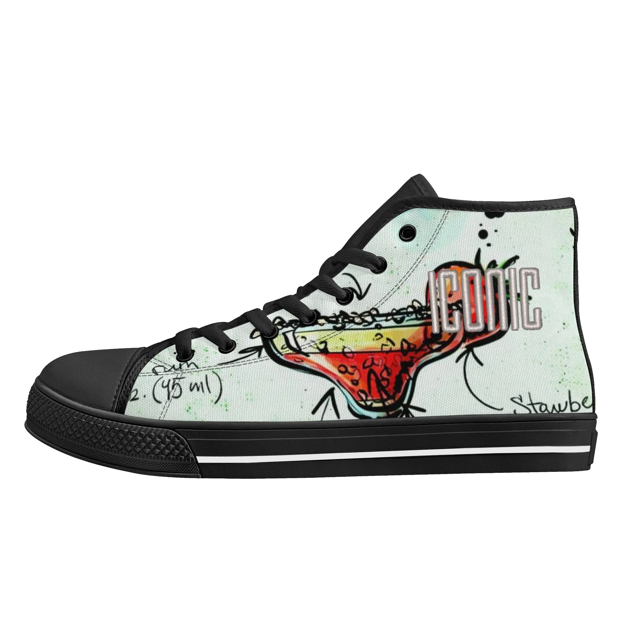 ICONIC Embroidered Men's Daiquiri High Top Printed Canvas Shoes