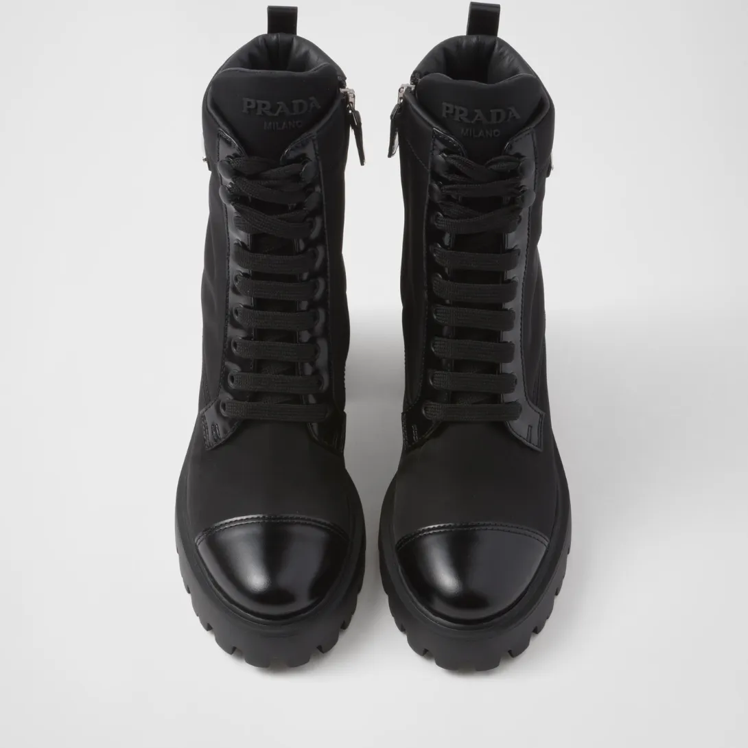 Re-Nylon and leather booties