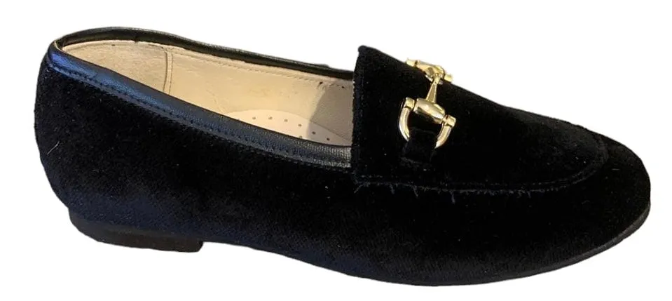 Shawn & Jeffery Black Velvet Leather Buckle Slip On Shoe