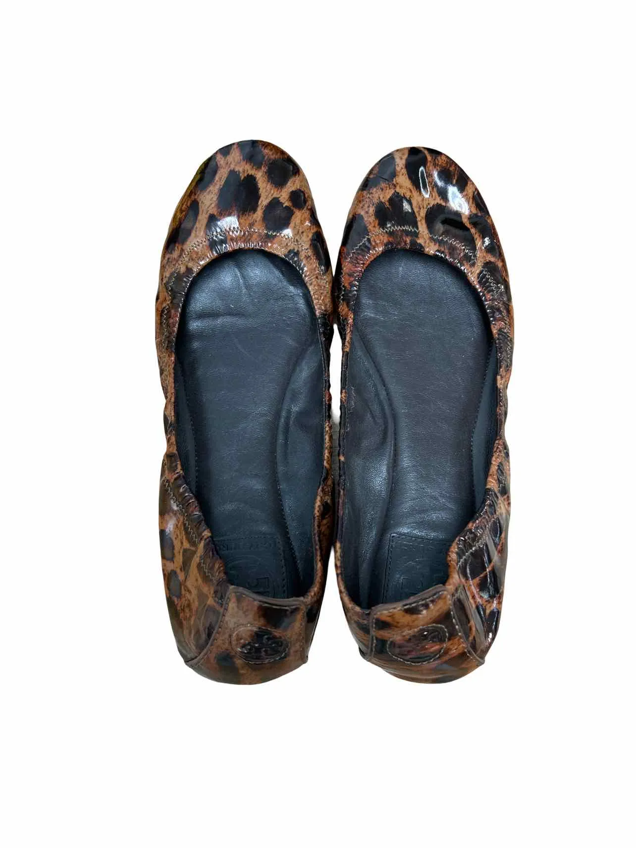 TORY BURCH EDDIE CHEETAH PATENT LEATHER BALLET SLIP ON FLATS 8.5