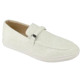 White Men's Loafer Slip-On Casual Suede Material Shoes