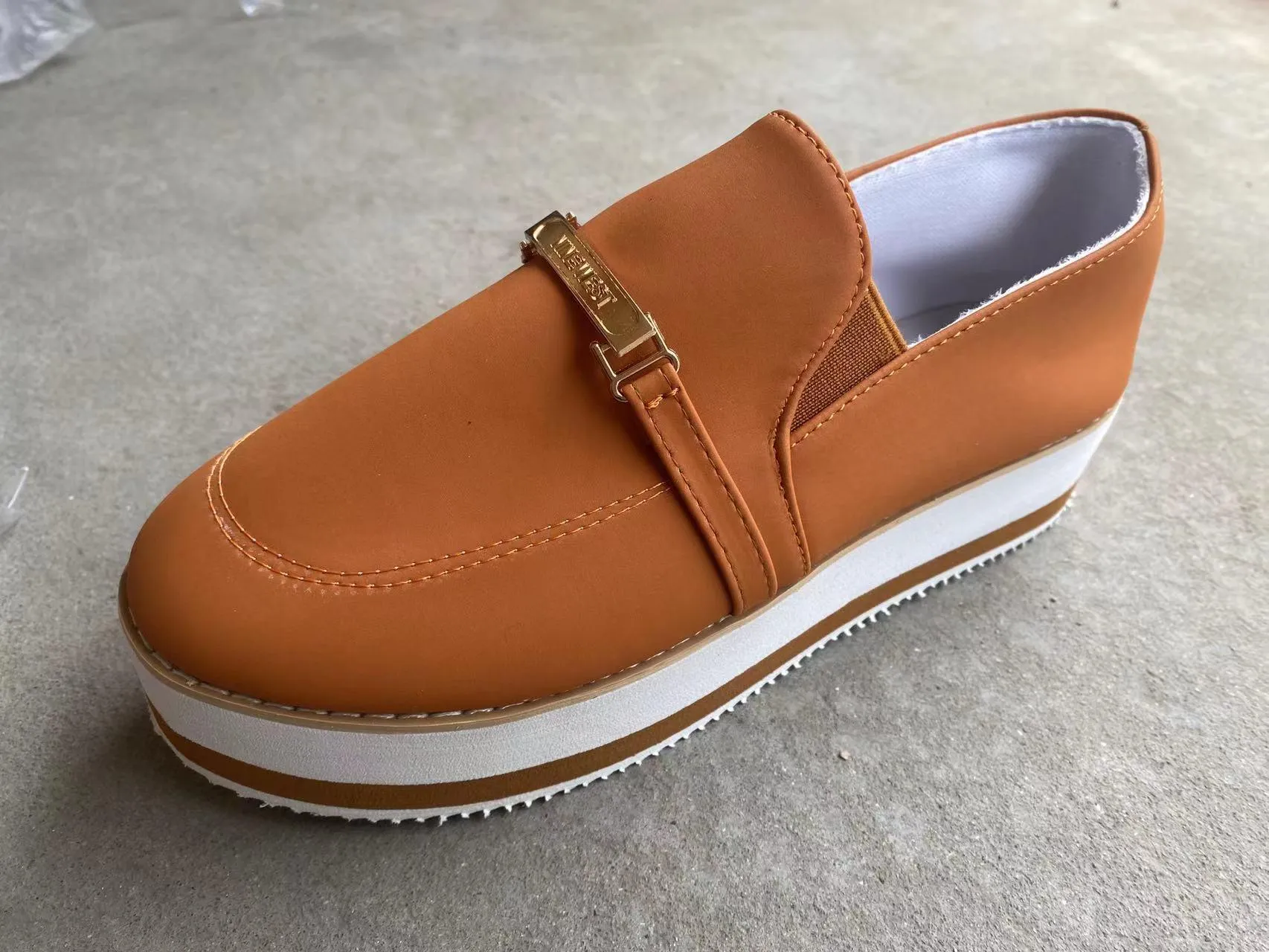 Women's PU Leather Slip-On Platform Loafers