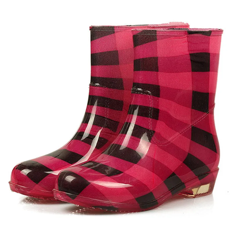 Women's Round Toe Colorful Rubber Boots